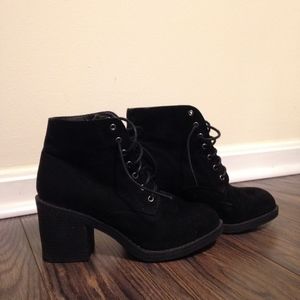 Topshop black heel lace-up booties