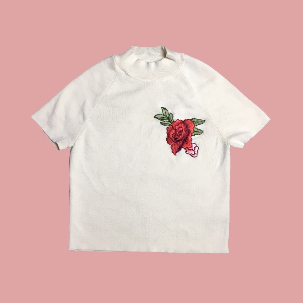 asos rose knit turtleneck tee