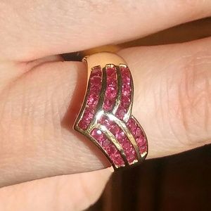 14K yellow gold + ruby ring