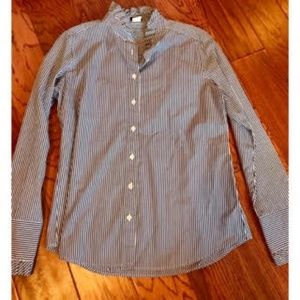 J.Crew navy & white striped button up blouse