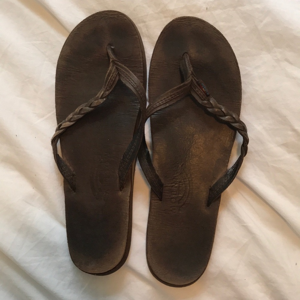 Rainbow flip flops