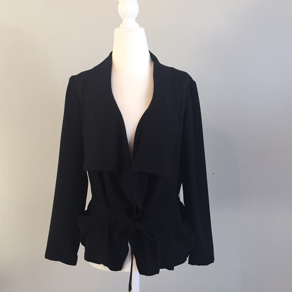 Black Drape Front Blouse