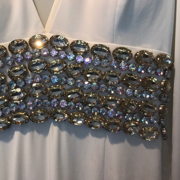 Winter white rhinestone evening gown size 2 - Picture 2 of 7