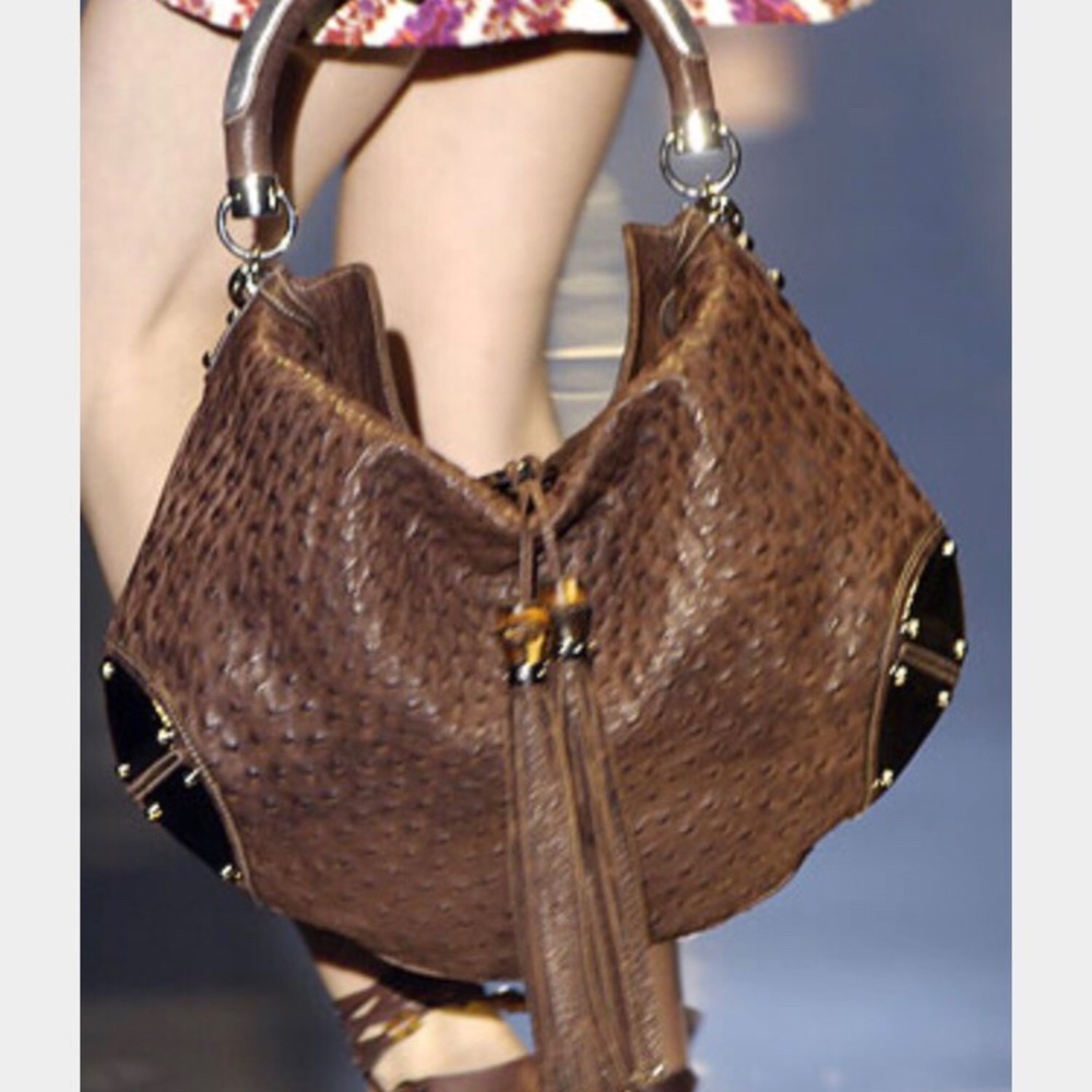 Authentic Gucci ostrich Indi hobo