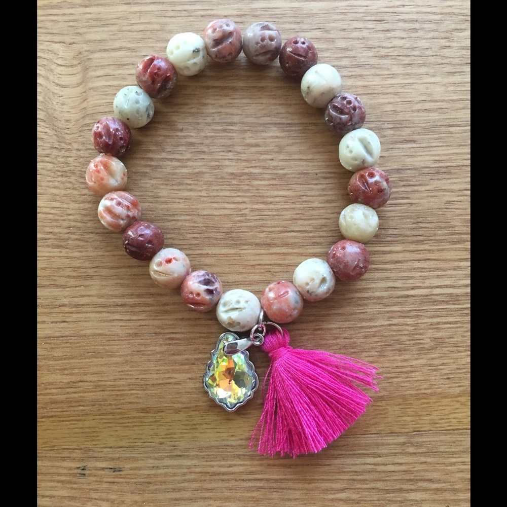 Handmade soapstone bracelet with Swarovski crystal