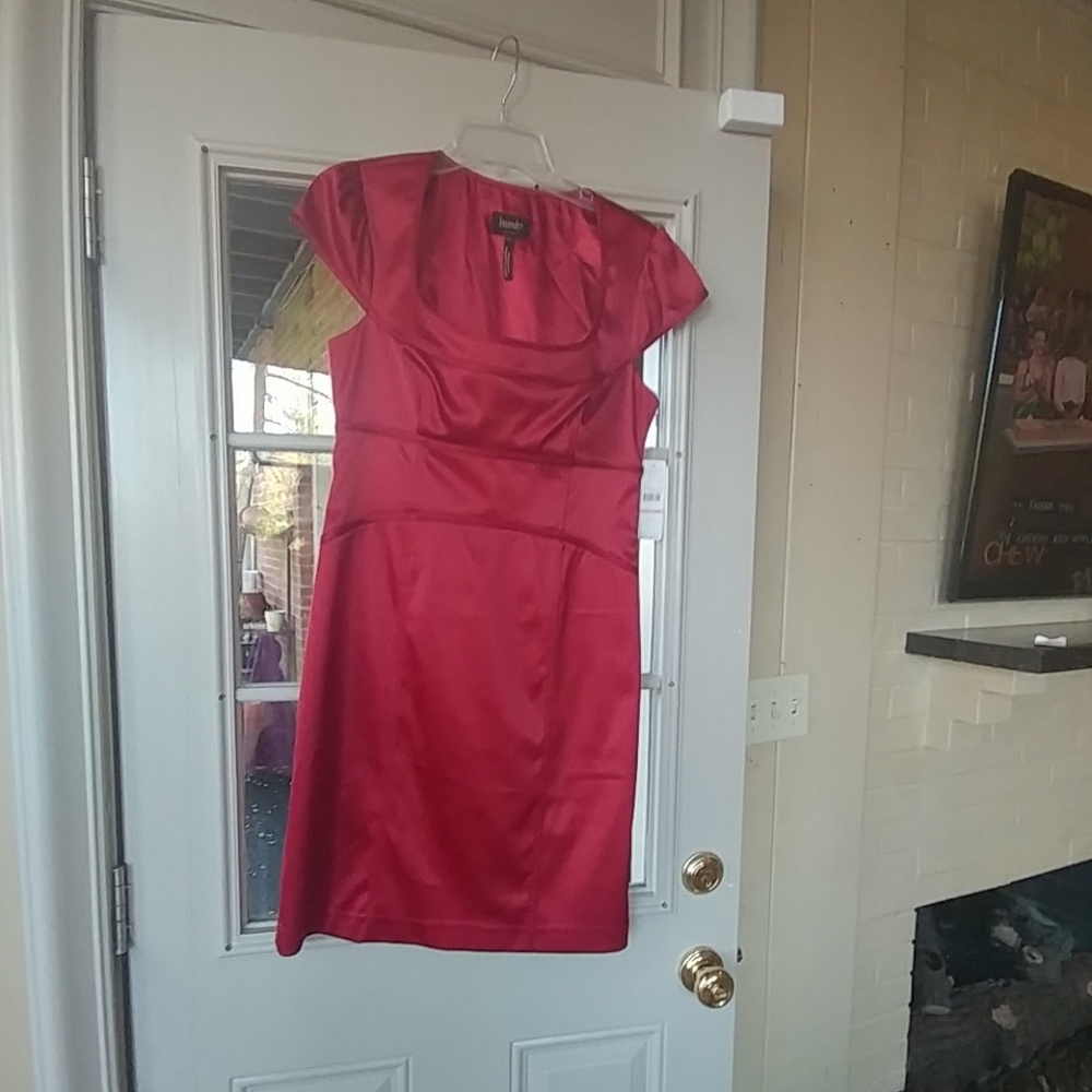 Red satin Laundry cocktail dress NWT