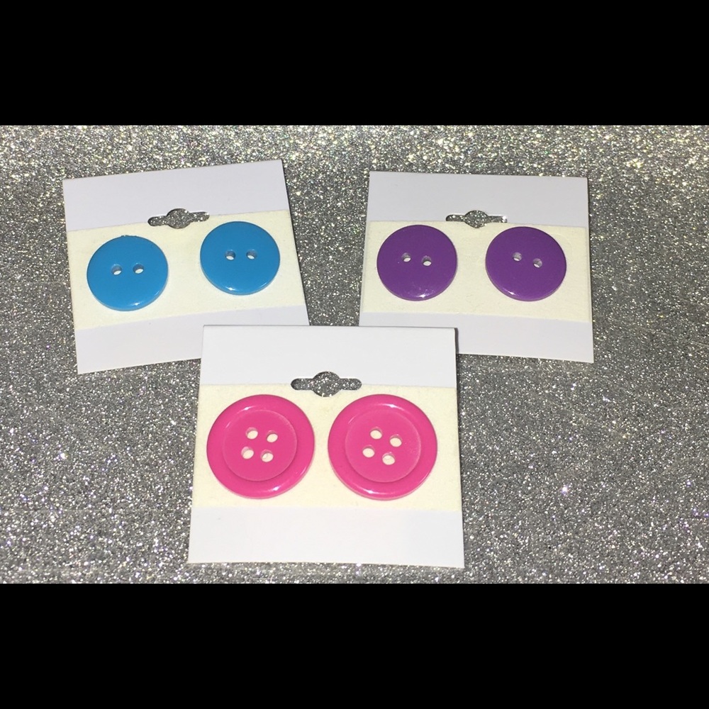 Button Earrings 3 Piece
