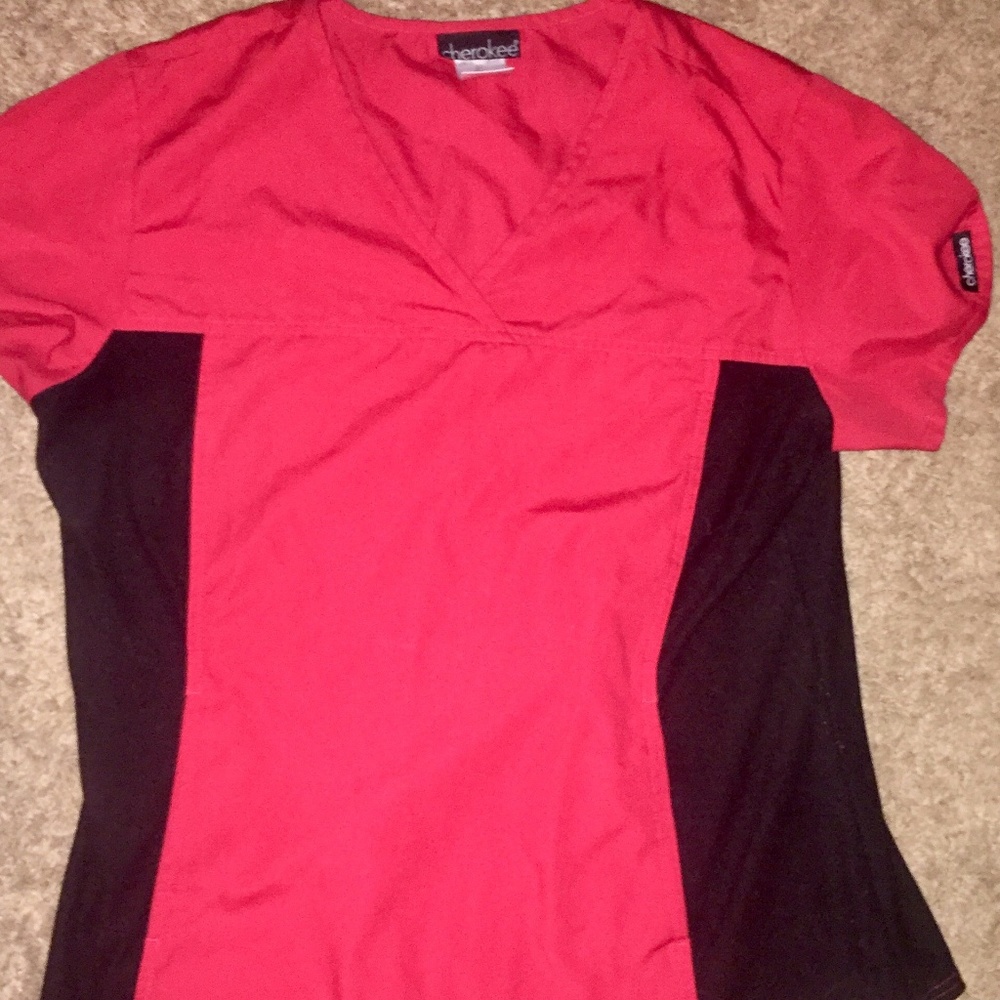 Red and Black Scrub Top