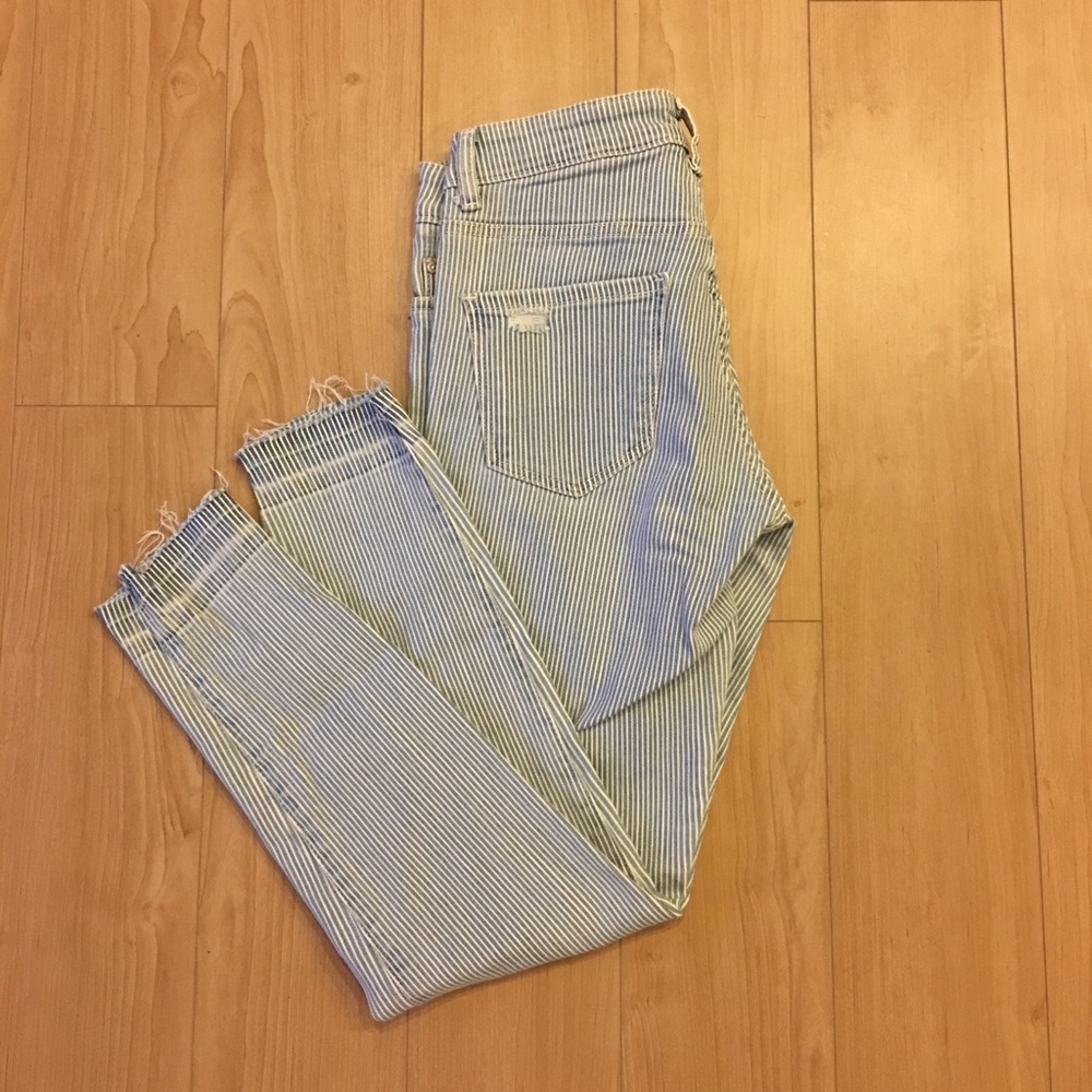 Zara High Waisted Striped Jeans