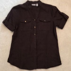 Chico,s Chocolate Brown Linen Shirt.