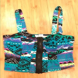 Mimi Chica Aztec Zipper Bralette Size Large