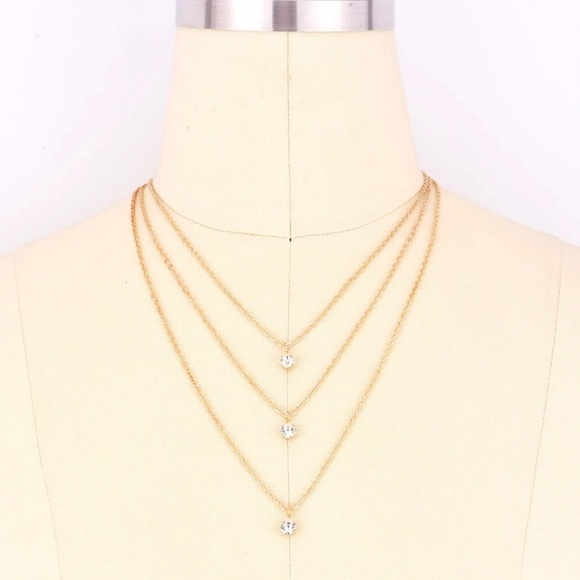 5 for $25 Three Layer Crystal Pendant Necklace - Picture 5 of 7