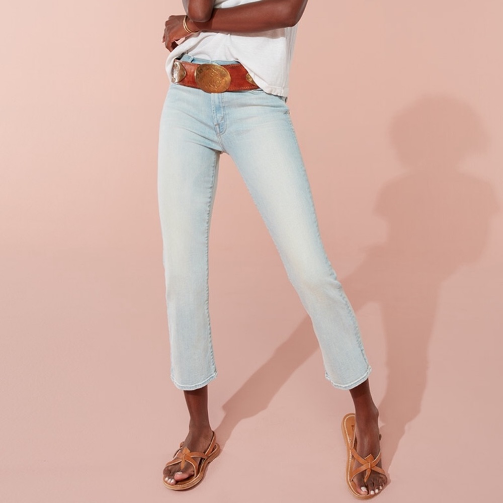 MOTHER DENIM High Rise Wink Crop Fray Jean Size 27