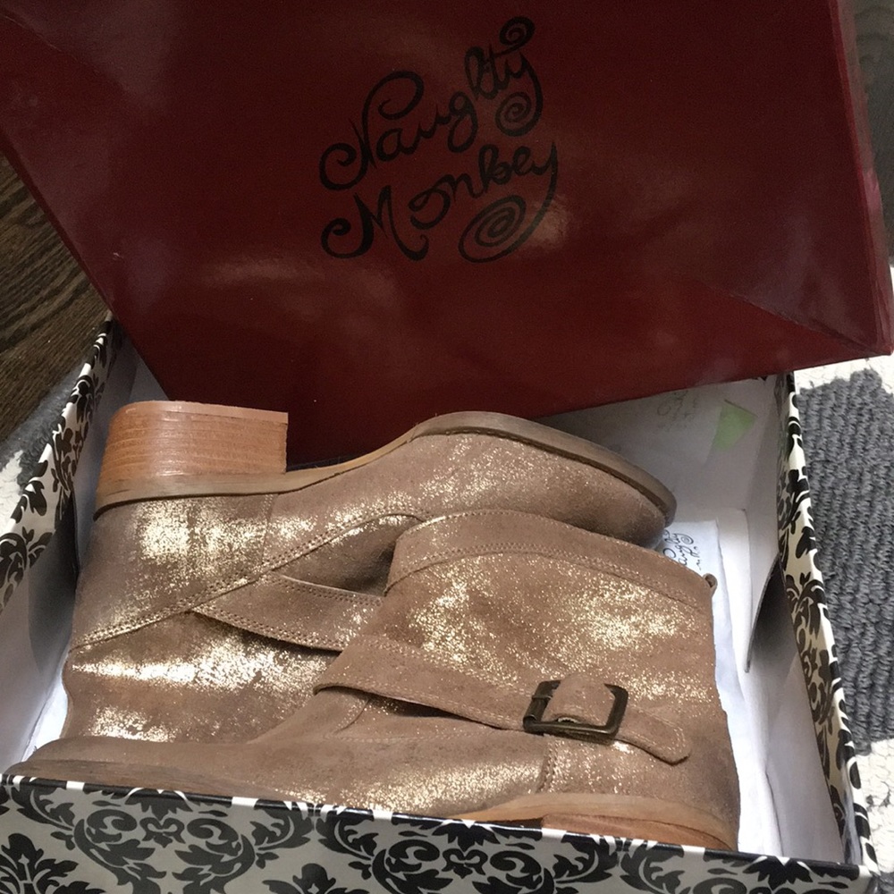 Naughty monkey gold flecked boots size 8
