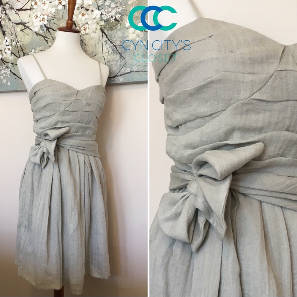 MM Couture linen spaghetti strap side tie dress