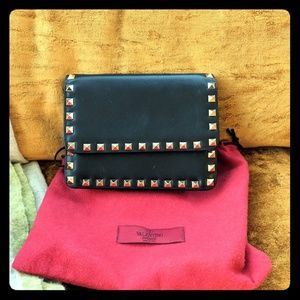 Valentino clutch w/ chain silver h-ware