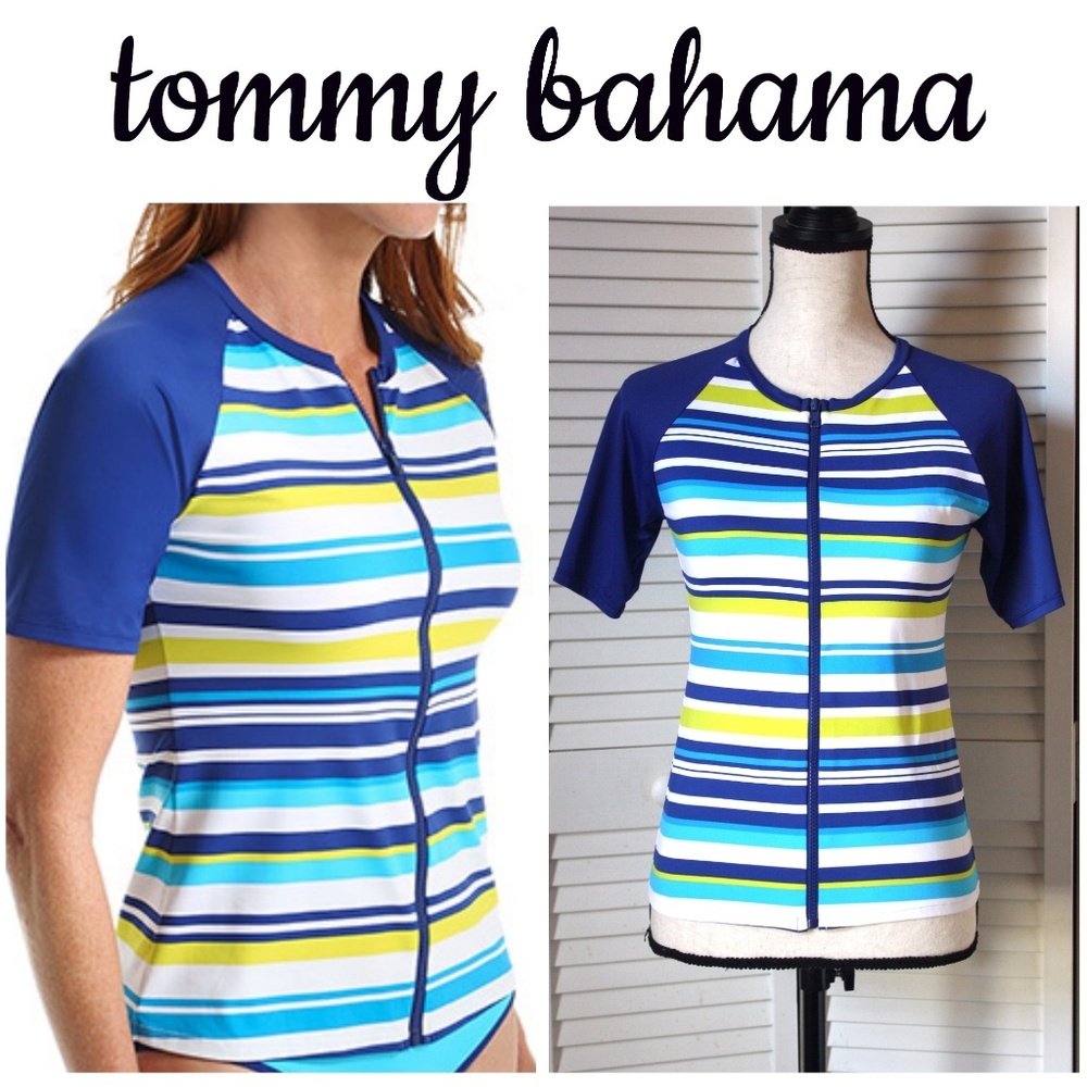 Sulphur Stripe Short Sleeve Zip Rash Guard