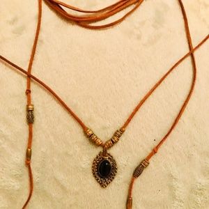 Free People Suede layered wrap choker necklace