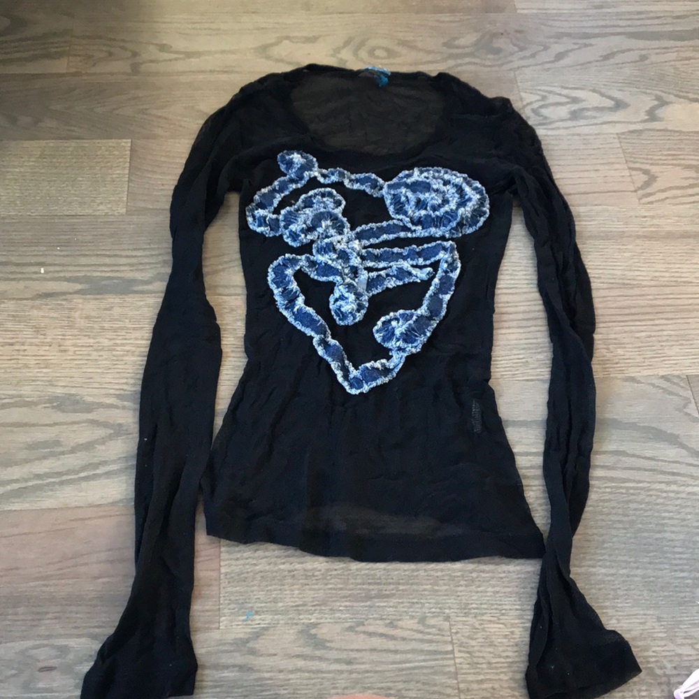 Vintage sheer shirt with denim