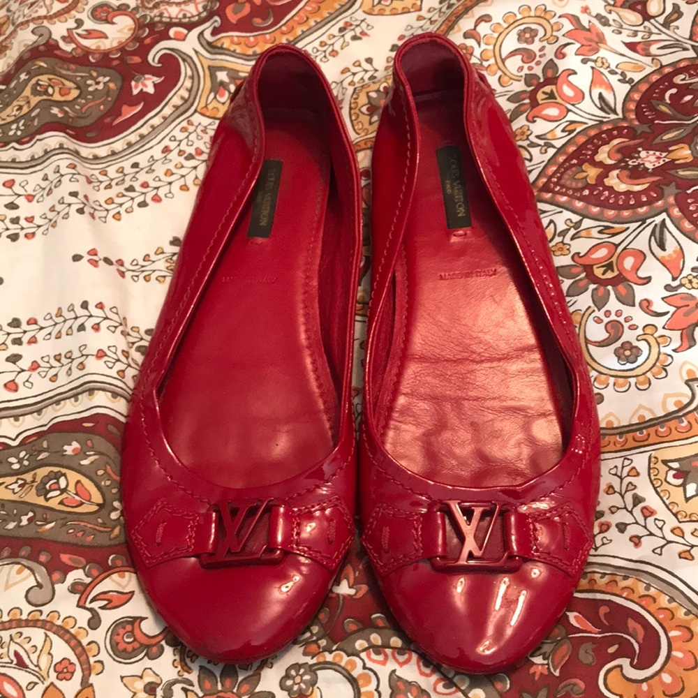 Authentic Louis Vuitton Red Patent Leather Flats
