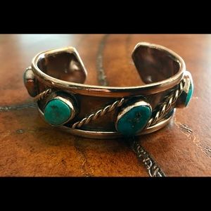 Stunning Vintage Genuine Turquoise Cuff Bracelet