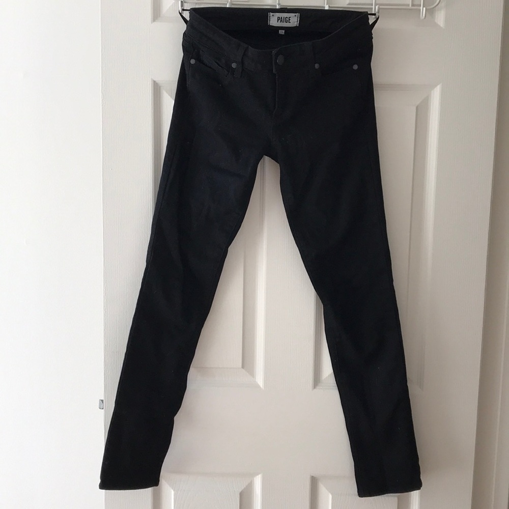 Skyline Ankle Peg Black Jeans - Paige