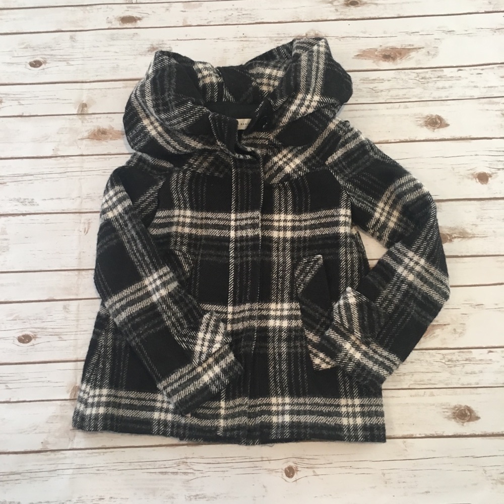 Zara Basic Plaid Swing Coat | Oversized Hood