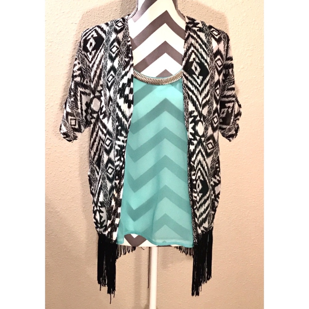 Aztec Fringe Kimono