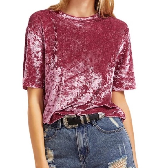 CRUSHED VELVET OVERSIZED TOP - Picture 2 of 5