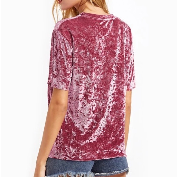 CRUSHED VELVET OVERSIZED TOP - Picture 3 of 5