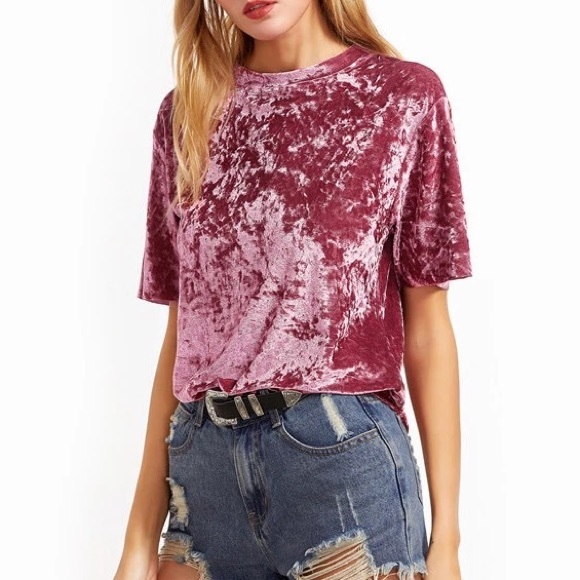 CRUSHED VELVET OVERSIZED TOP - Picture 4 of 5