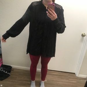 FREE PEOPLE OVERSIZED BUTTON UP SHIRT