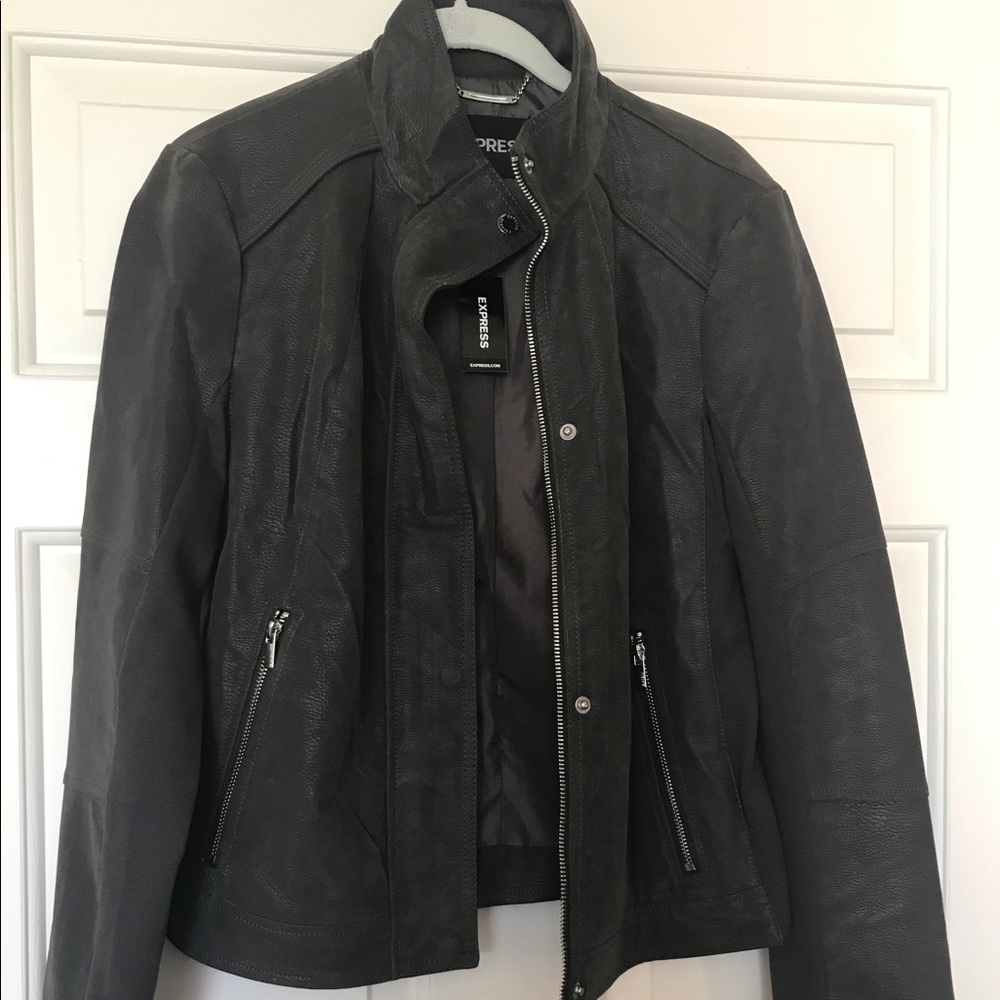 Express gray faux leather jacket