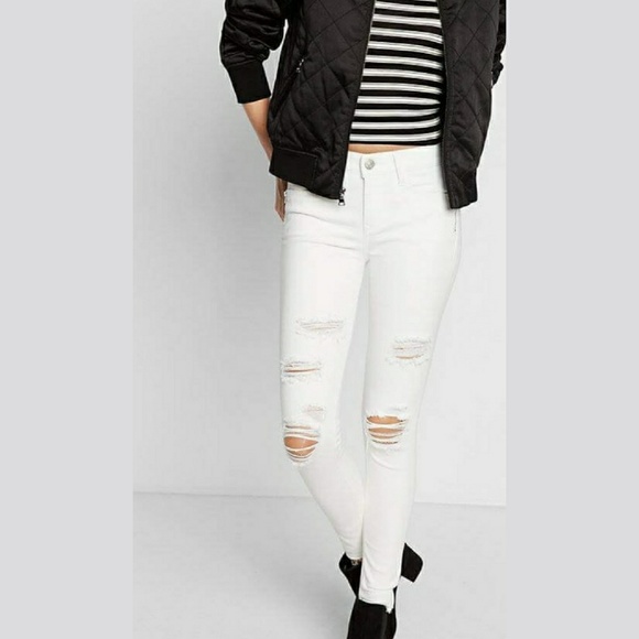 white mid rise jeans
