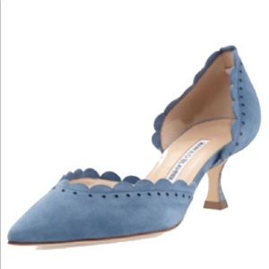 Manolo Blahnik Miah Scalloped d'Orsay Pump, Denim