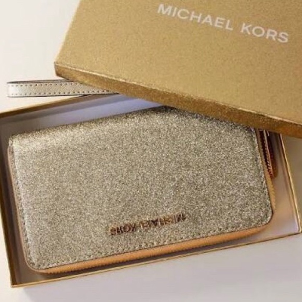 Michael Kors gold glitter wallet