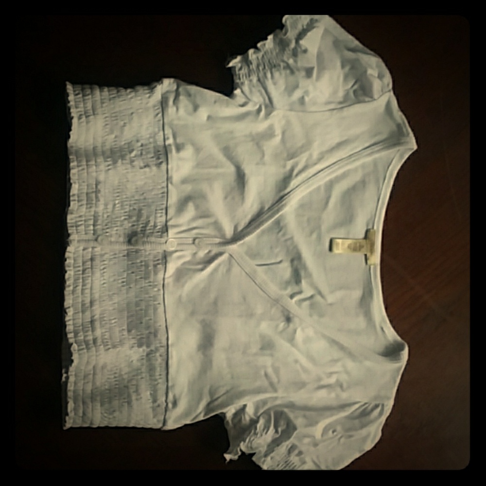 Vixen Crop Top White Button Down Size XL