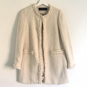 Zara frayed tweed coat