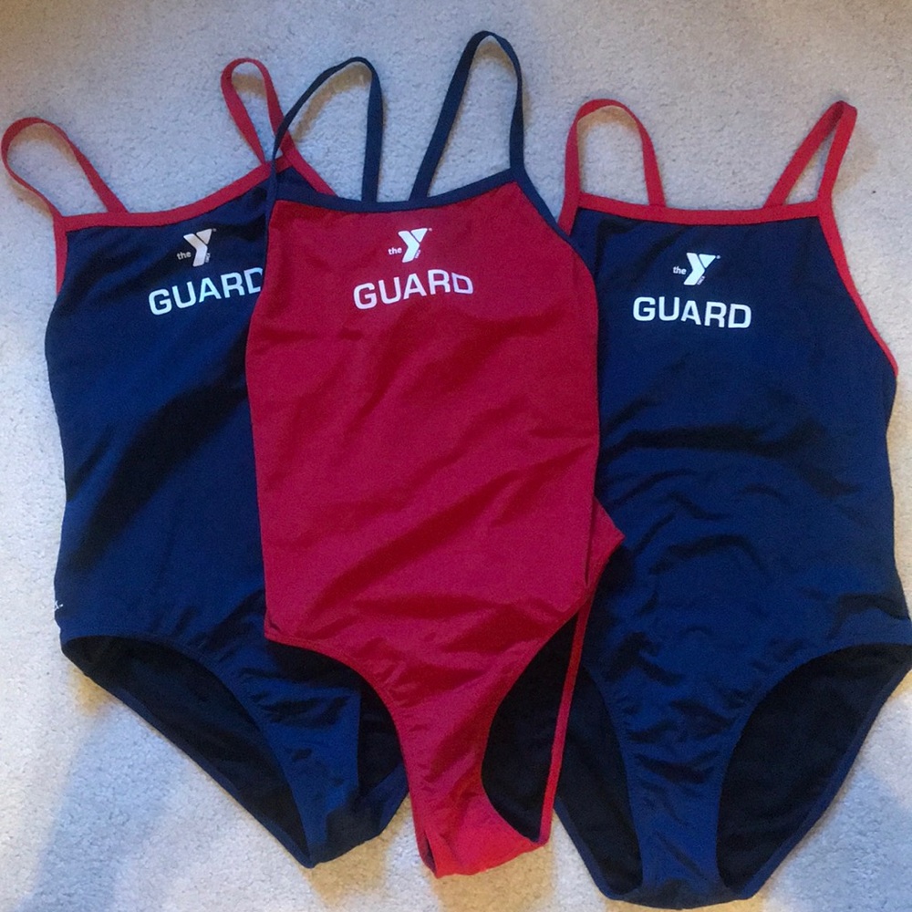 A bundle of 3 YMCA lifeguard swimsuits