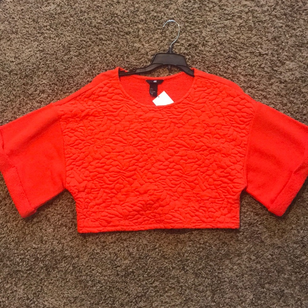 Orange/red slouchy cropped sweater