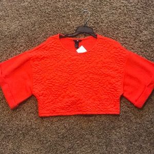 Orange/red slouchy cropped sweater