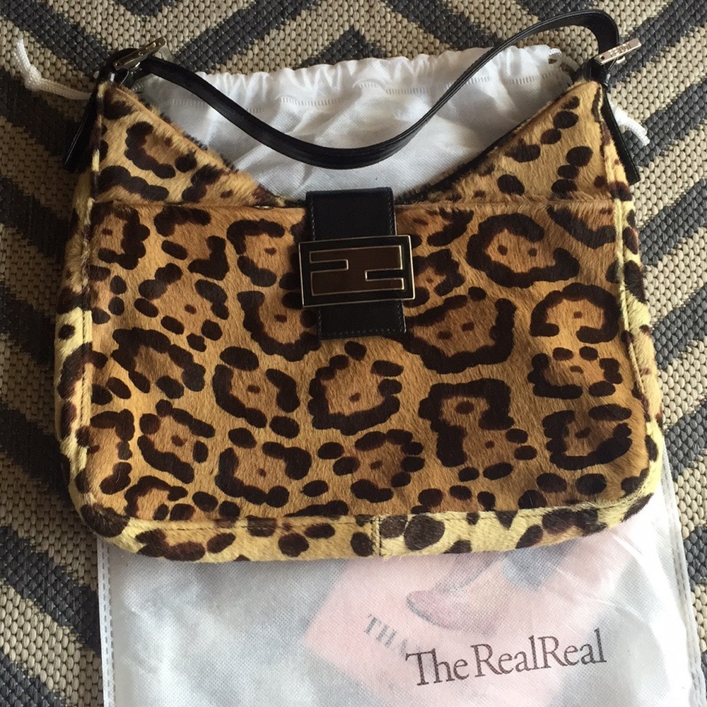 Fendi pony hair shoulder bag