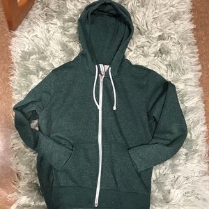 Green hooded sweatshirt