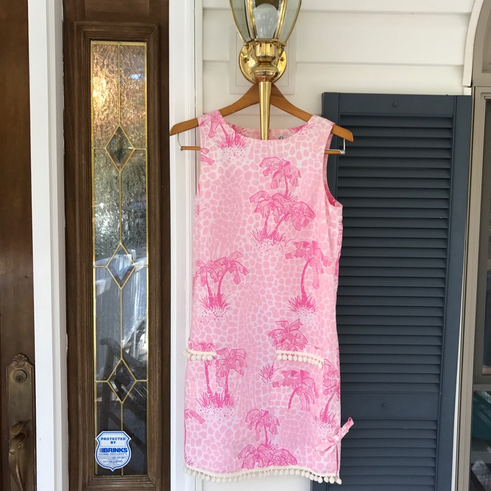 Lilly Pulitzer shift dress with pom pom trim