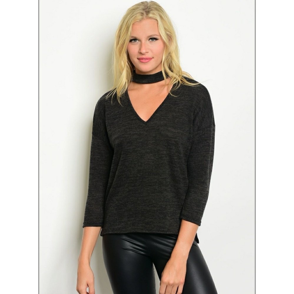 Simply irresistible choker top-Charcoal