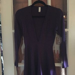 American Apparel Deep V Purple Skater Dress
