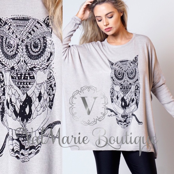 SOFTEST rhinestone owl sweater - Picture 2 of 3