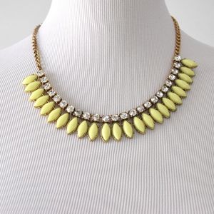 J.Crew Neon Yellow Green Rinestone Necklace