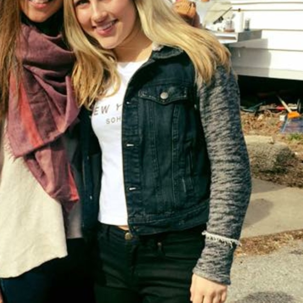 Free People Jean Jacket with Sweatshirt Hoodie