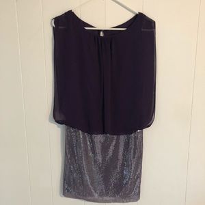 Aqua purple sequin mini dress
